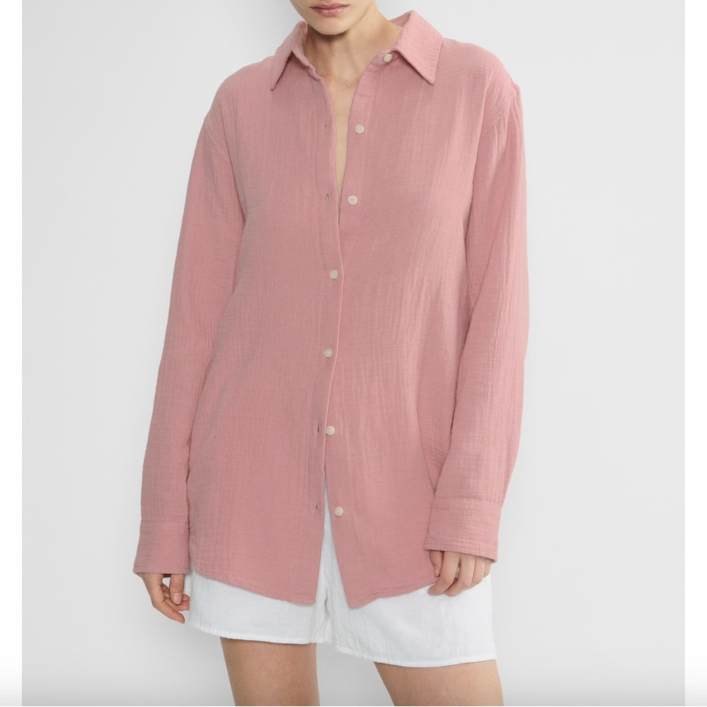 Aritzia Wilfred Free Dusty Pink Gauze Organic Cotton Shirt top blouse size S